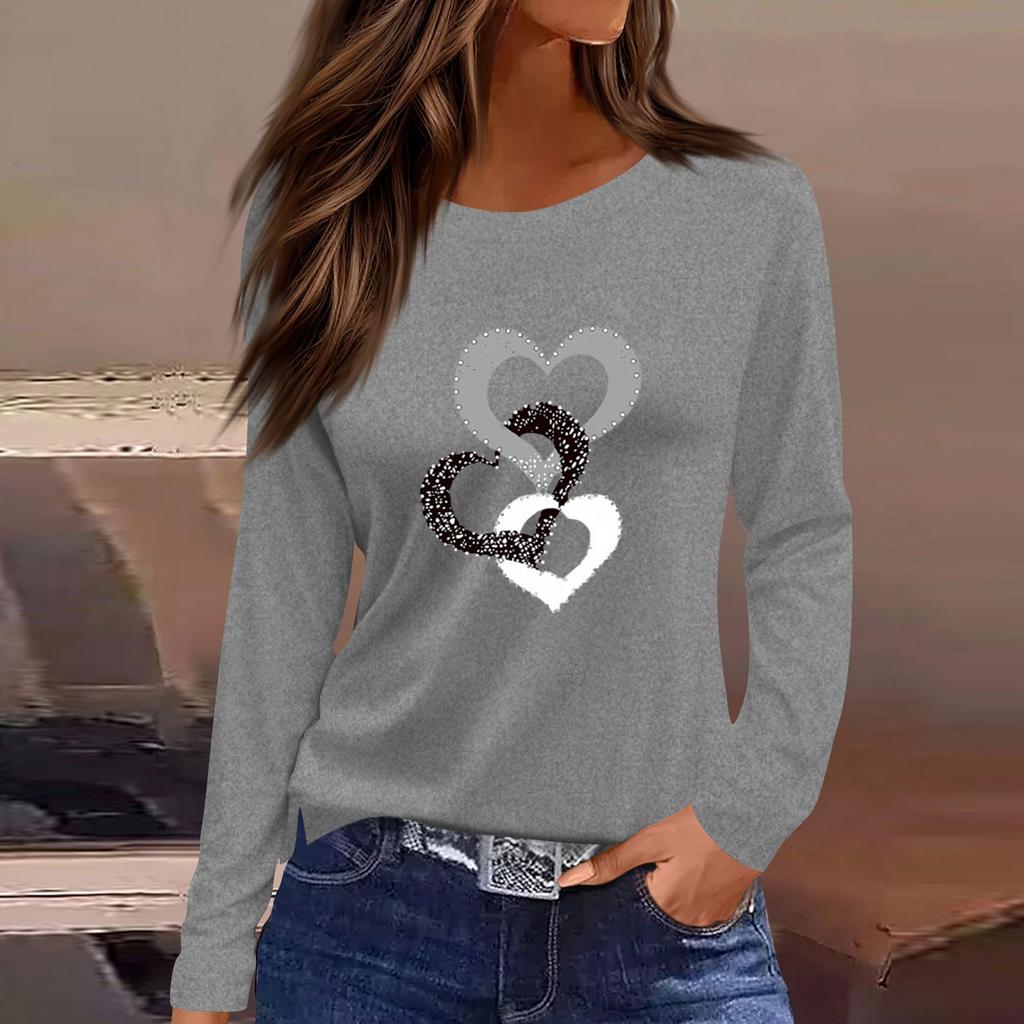 Dámská móda Ležérní Dlouhý rukáv Potisk Kulatý výstřih Pulovr Top Halenka