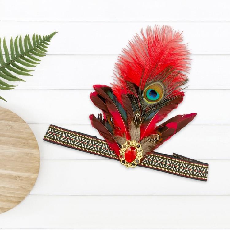 Indian Costume Hairband for Carnivals Party Festival Props Feathered Hairband Indian Hairhoop Cosplay Headwear