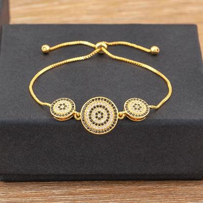 

Nidin New Fashion AAA Cubic Zirconia Round Shape Bracelet Shiny Crystal Adjustable Bangles Nice Gift Party Jewelry for Female чёрный