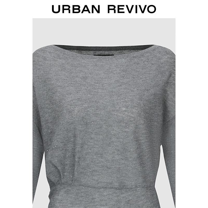 UR Women's Sequin Off-Shoulder Pleated Knit Sweater