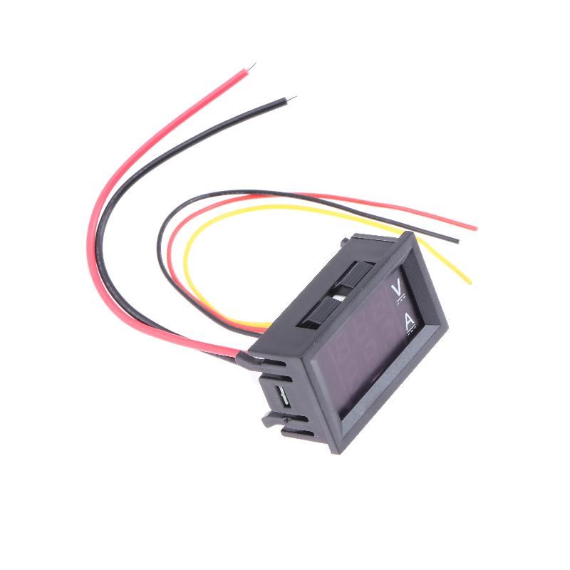 1 Set 100V 10A 50A 100A Voltage Current Meter Tester Digital Voltmeter Ammeter 0.28In Dual Led Display Panel With Connect Wires