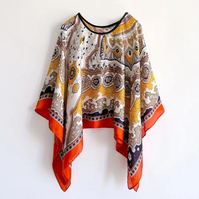 Shawls Summer Beach Sexy Women Fashion Print Chiffon Smock Bikini Cover Up Loose Blouse Sunscreen Comfortable Poncho