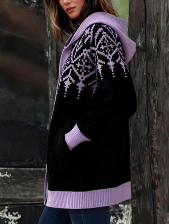 2025 Autumn/Winter Women's Hooded Cardigan Sweater - Casual Loose Cape, Plus Size, Trendy