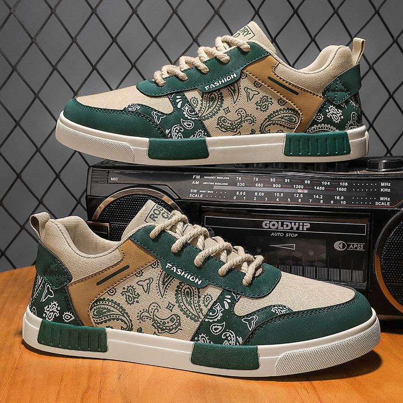 Large size men's shoes board shoes student casual sports shoes men's autumn breathable cashew nut flower canvas shoes men 47