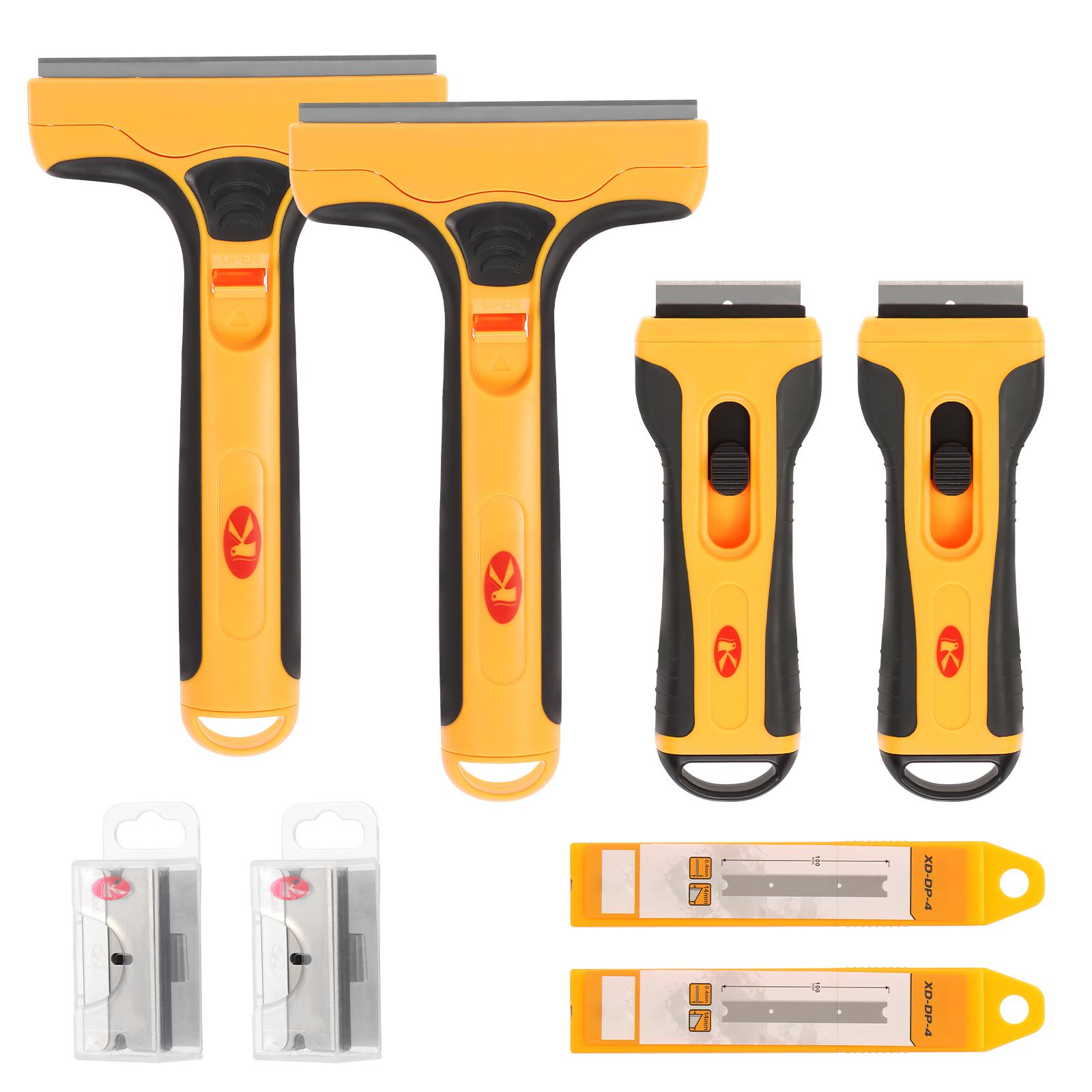 

4 Pcs Cleaning Shovel Cutter Portable Paint Cleaning Knife with 40 Replacement SK5 Blade Glass Floor Tiles Scraper for Household жовтий