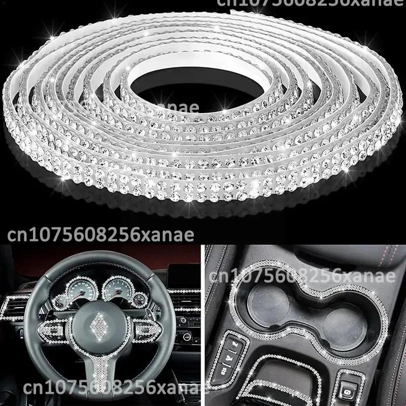 5m Self-Adhesive Rhinestone Trim Strips DIY Bling Rhinestone Car Strips Self-Adhesive Glitter Molding Stickers for Dashboard