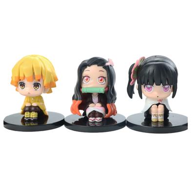 6pcs 7cm Anime Figure Demon Slayer Nezuko Tanjirou Zenitsu Inosuke Kyoujurou Kanawo Kawaii Toy Figural Nendoroid Pvc Model Gifts