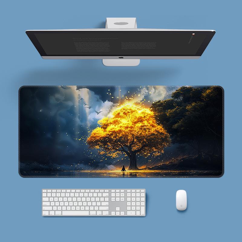 Extra Large Washable Mouse Pad - Aurora Landscape & Sunset Clouds Design, Thickened for Office and Gaming Desks