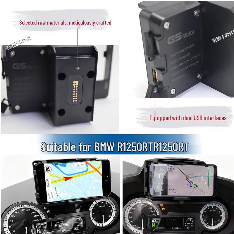 Modifizierter kabelloser Lade-USB-Handyhalter & Navigationshalterung für BMW R1200RT/R1250RT