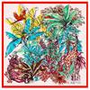 New Silk Scarf Women Large Shawls Foreast Plant Print Square Bandana Luxury Kerchief Hijab Scarf Female Foulards 130CM