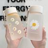 Water Bottle Matte Simple Small Daisy Plastic Cup Fresh Korea Portable Creative Personality Trend Mori Ins Student Cup