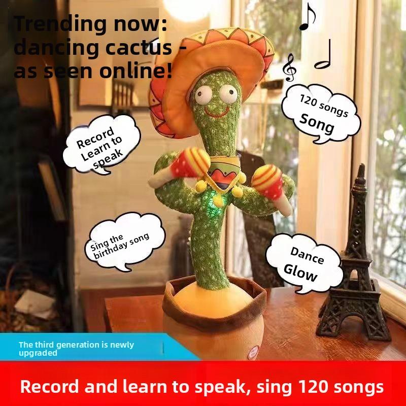 Sand Sculpture Internet celebrity Swing Twist Dancing Cactus Toy Doll Learn to Talk Children Babies Babies