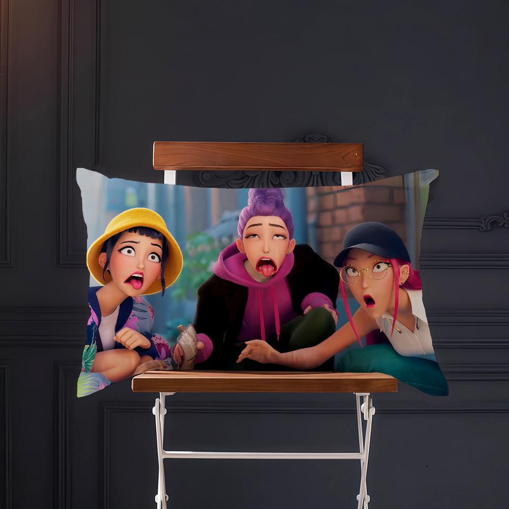 Anime Funny Meme K-Kpops D-Demon H-Hunters Cushion Cover Rectangle Pillow Cover Home Sofa Living Room Coffee Shop Pillowcase