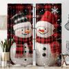 2pcs Christmas Reindeer Santa Claus & Snowman Curtains Digital Print, Rod Pocket Design for Living Room Kitchen Bedroom  Decor