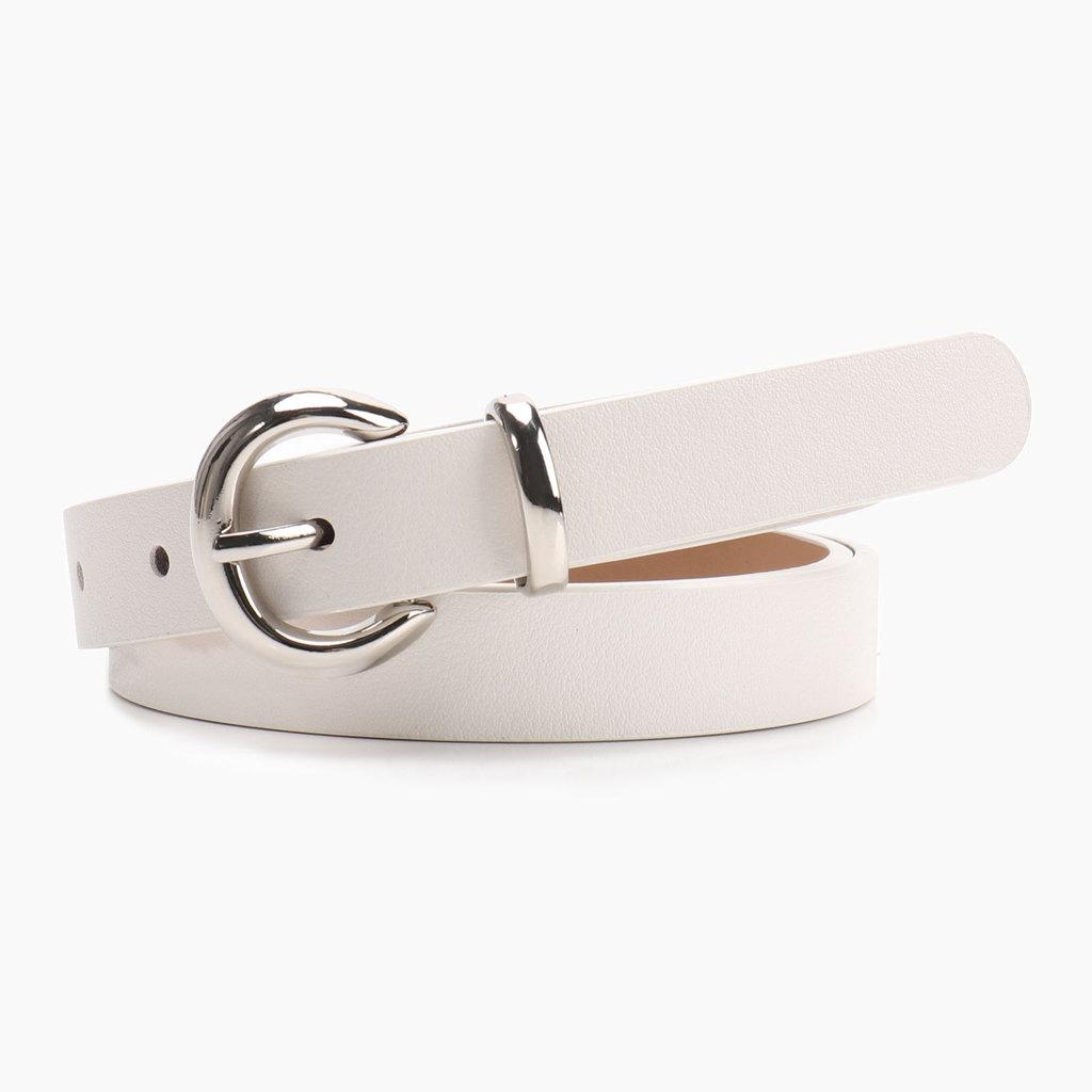 Elegant Pu Ladies Waist Belt With Metal Pin Buckle For Business And Weekend Outfits белый