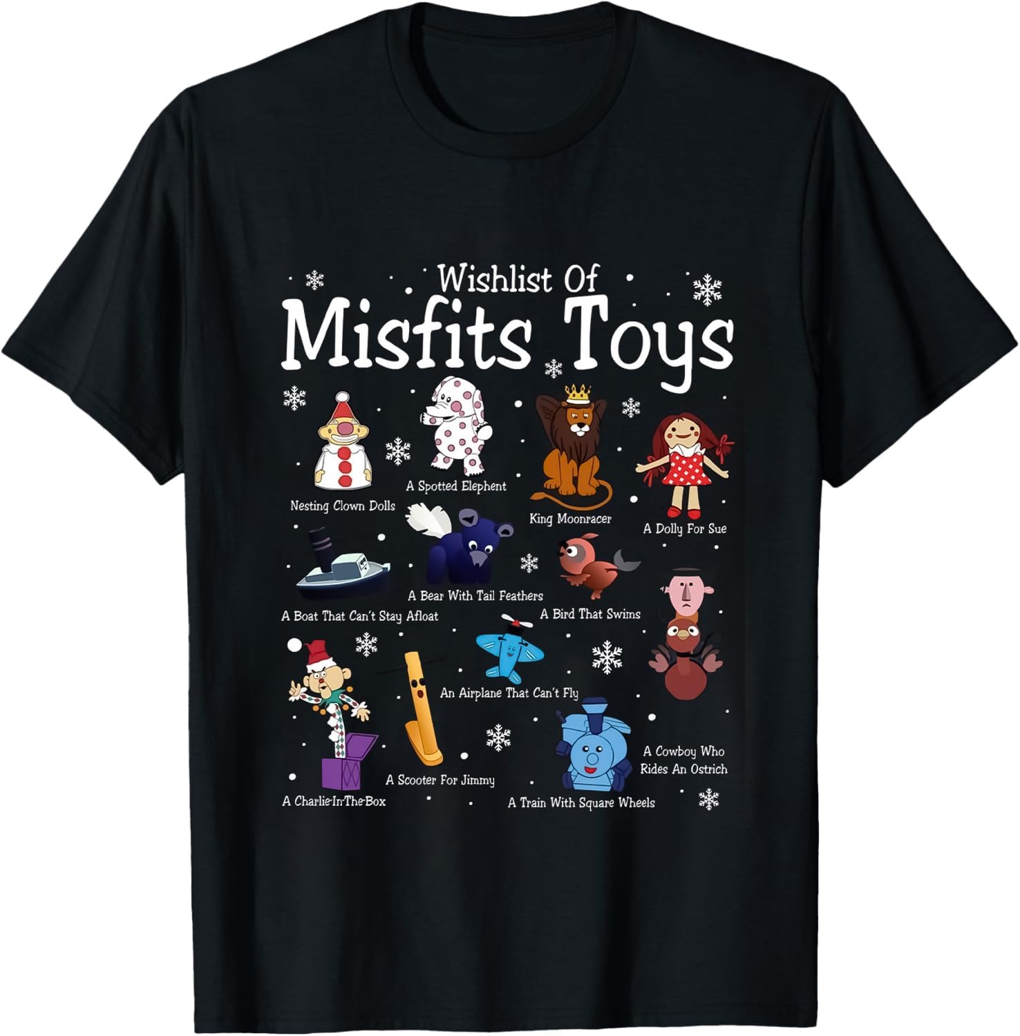 Misfit Toys Christmas Graphic T-Shirt, 100% Cotton Crew Neck Short Sleeve Tee, Casual Knit Fabric with Medium Stretch S разноцветный