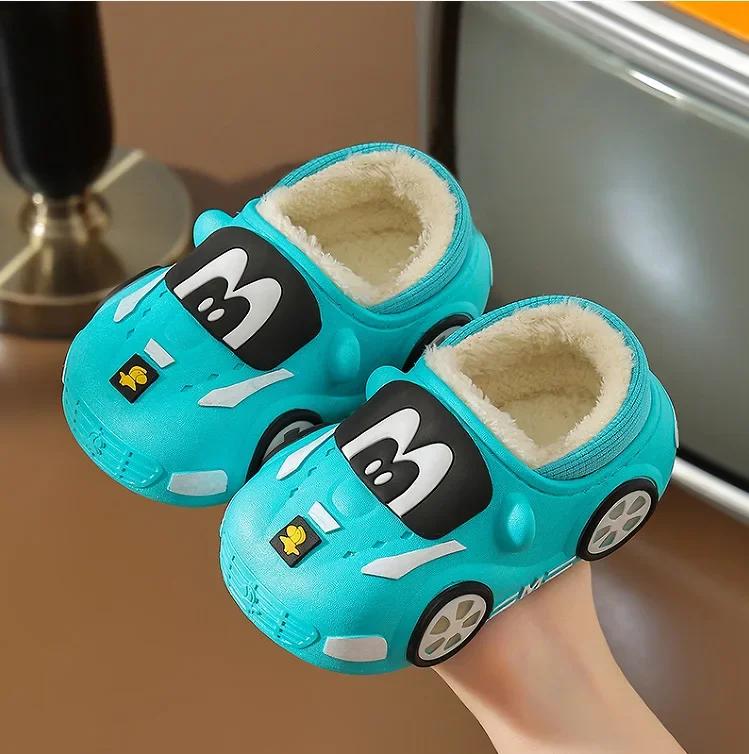 Fashion Children Indoor Slippers Winter Warm Shoes Kids Mum Dad Home Floor Slipper Cartoon Style Anti-slip Boys Girls Cotton Footwear