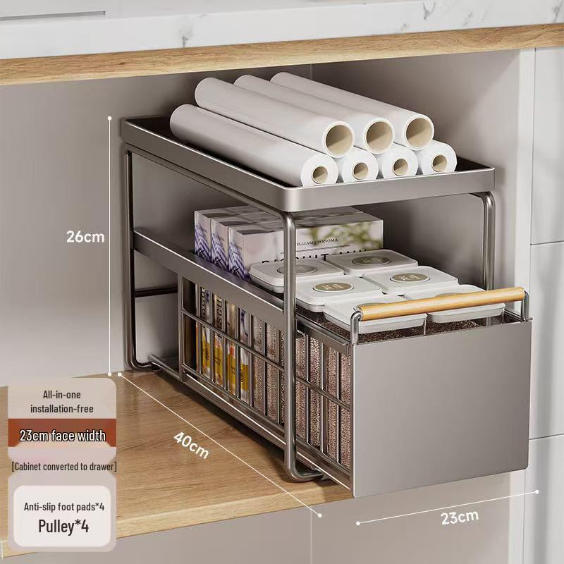 

Double-Layer Under-Sink Pull-Out Kitchen Storage Rack
