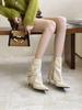 2025 autumn and winter new pointed thin heel high heel temperament French belt buckle fashionable sexy beautiful women short boots