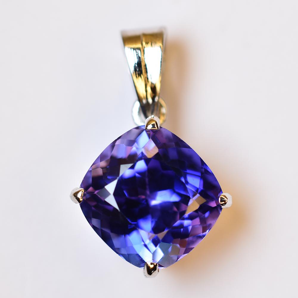 AA+ 925 Sterling Silver Pendant Blue Tanzanite Gemstone 15 Ct Natural Certified