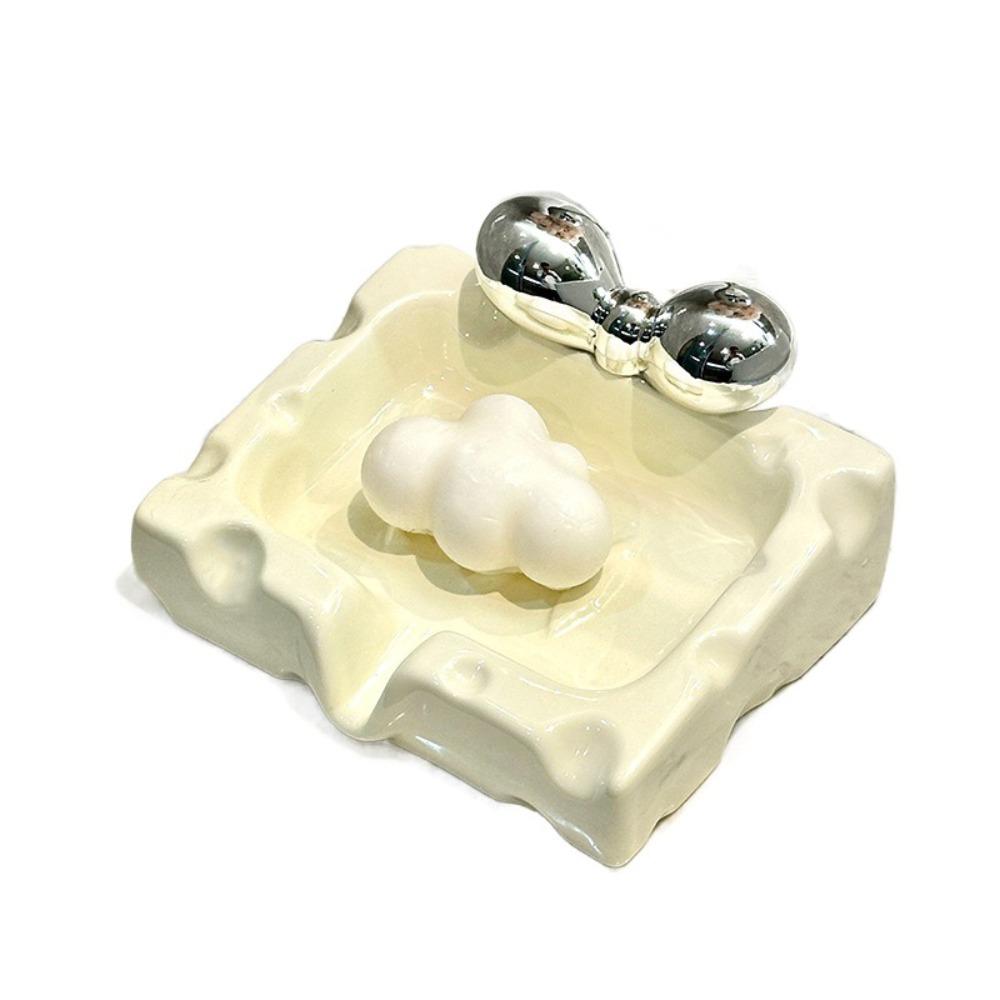 Decorative Cheese Soap Box Ceramic Desktop Ornament Multi-purpose Drain Soap Holder  Bathroom