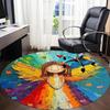 1pc Angel Wings Office Round Area Rug, Indoor Mat Suitable ForOffice, Under Office Chairs Bedroom Living Room Home Decor, Room Deco D082