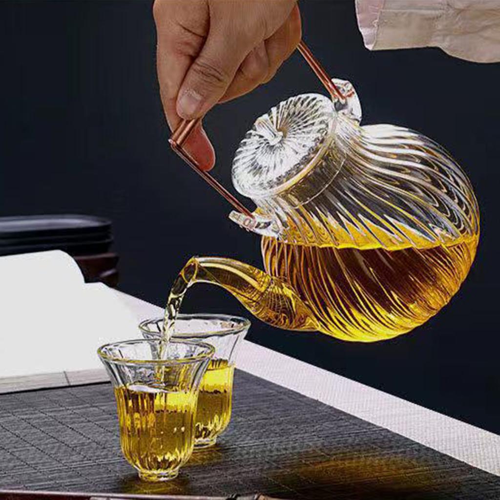 Clear Tea Kettle Household Tea Set Large Capacity Metal Handle Heat Resistant Glass for Kitchen Accessories Coffee Milk