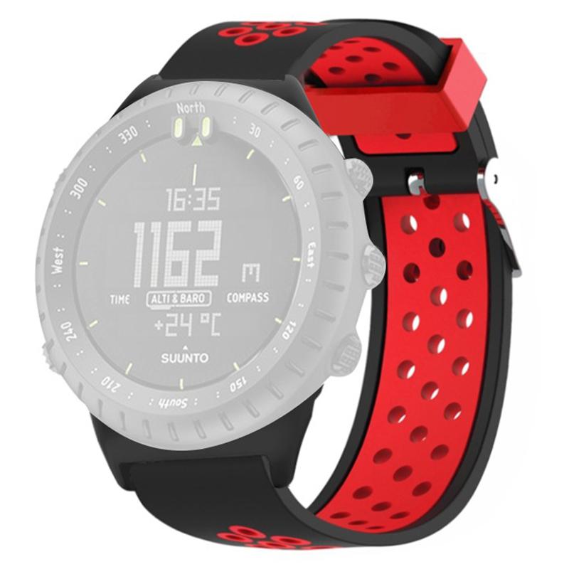 

Для Suunto Core Силіконові Ремінці для Годинника Двоколірні Дихаючі 22мм Спортивні Ремінці Black Red