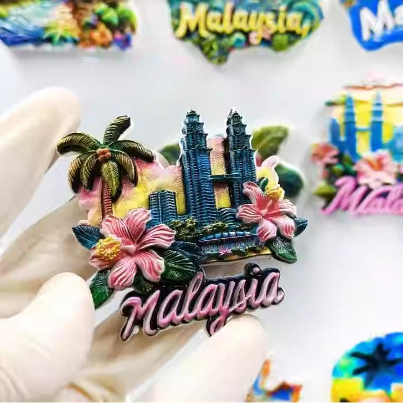 Malaysia Fridge Stickers Kuala Lumpur Travel Souvenirs Hibiscus Flowers Petronas Twin Towers Fridge Magnets Wedding Gifts