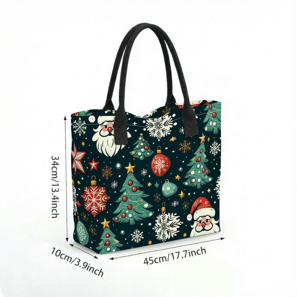 Christmas Printed Tote Bag Fashion Large Capacity Handbag for Holiday Use
