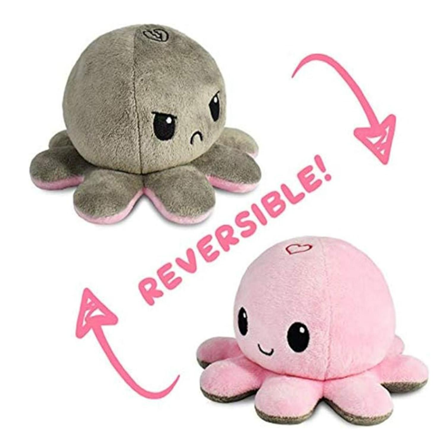 

Оригинальная двусторонняя плюшевая игрушка-осьминог - Черный + Серый - Милые сенсорные игрушки-антистресс, показывающие ваше настроение