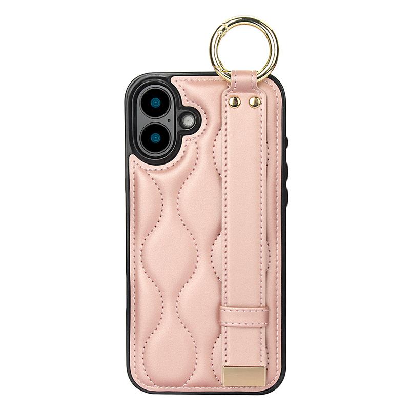

Ring Wristband Phone Case for IPhone 16 Pro Max 15 Plus 14 13 Mini 11 12 7 8 XS XR SE 2 3 Solid Color Leather Protective Cover For iPhone 16 Pro Max розового золота