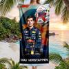 Max Verstappen Modny Ręcznik Plażowy Przenośny Miękki Szybkoschnący Ręcznik Do Pływania Kempingu Wakacji