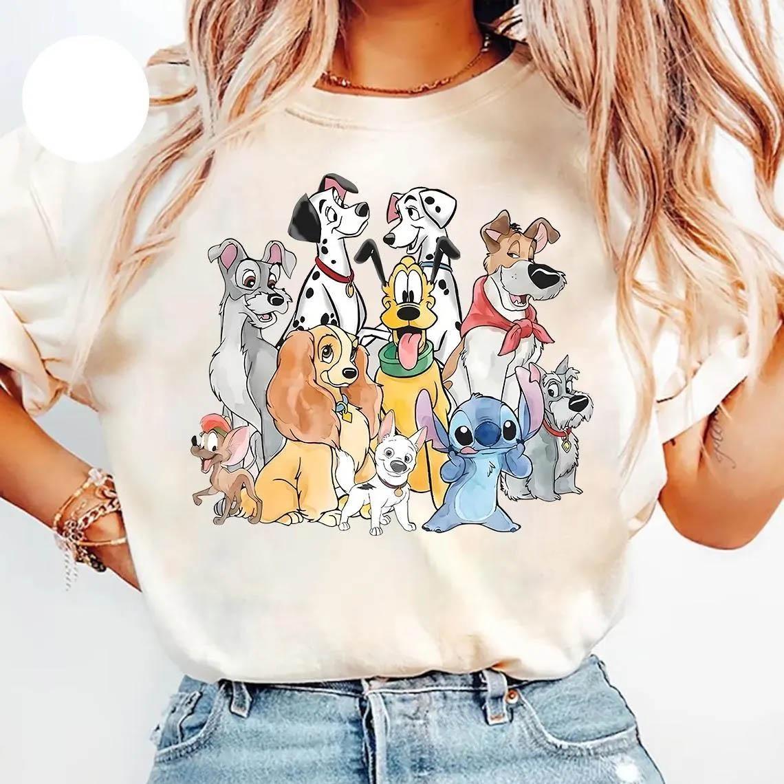 Retro Dogs Shirt, Lady and the Tramp Shirt, Pluto Puppy Tee S
