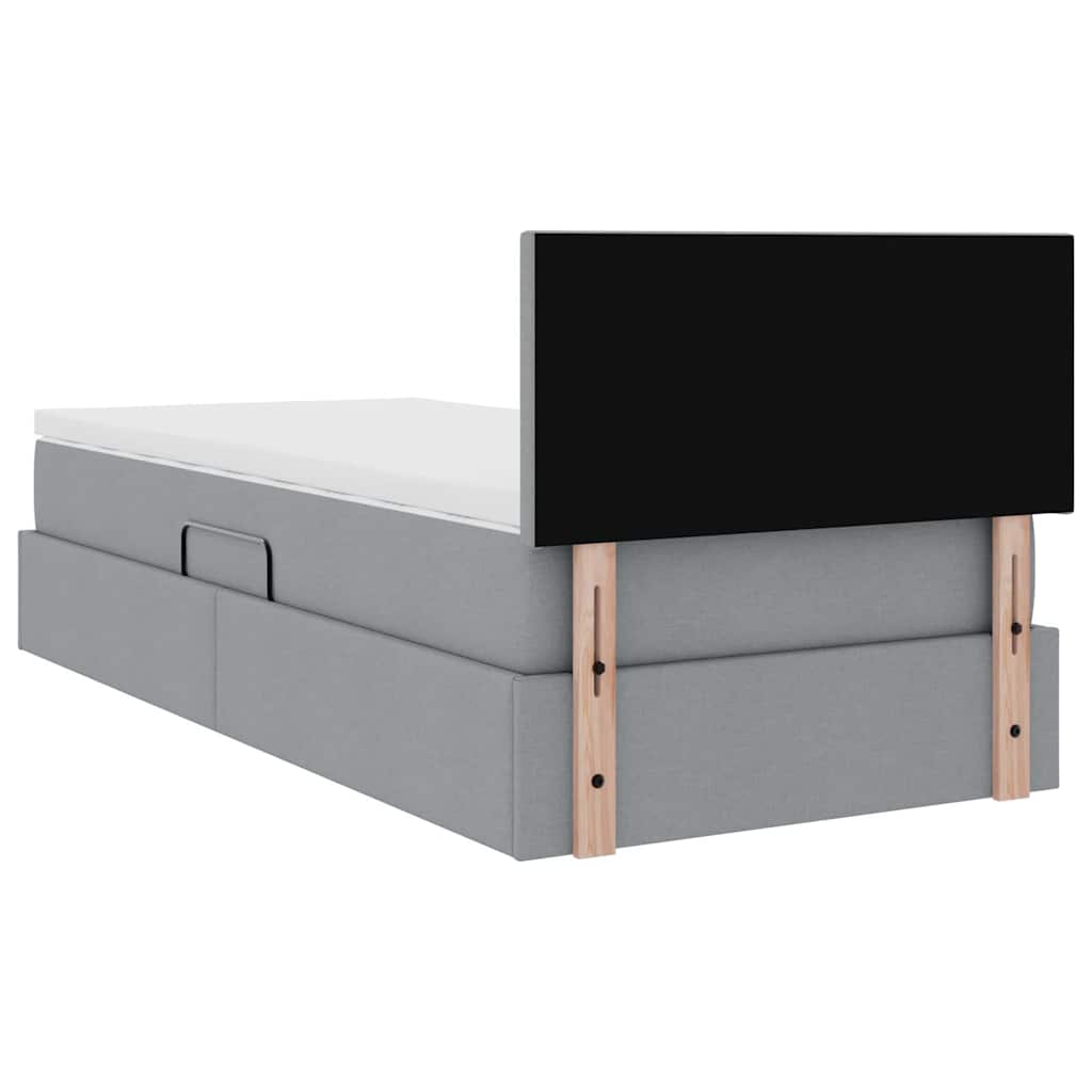 LED Storage Bed with Mattress Light Grey 90 x 200 cm Fabric