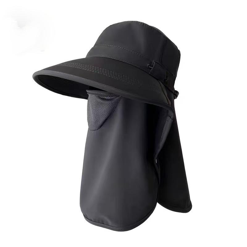 Full Coverage Hats Women Anti Sun Ice Silk Wide Brim Outdoor Face Cover Casual Sunscreen Foldable Adjustable Hiking Hats чёрный