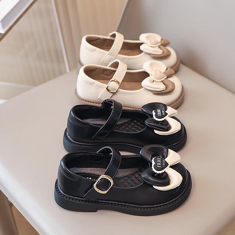 Shallow mouth 2025 princess shoes girls casual versatile single shoes Korean version non-slip performance leather shoes bow spring and autumn tide