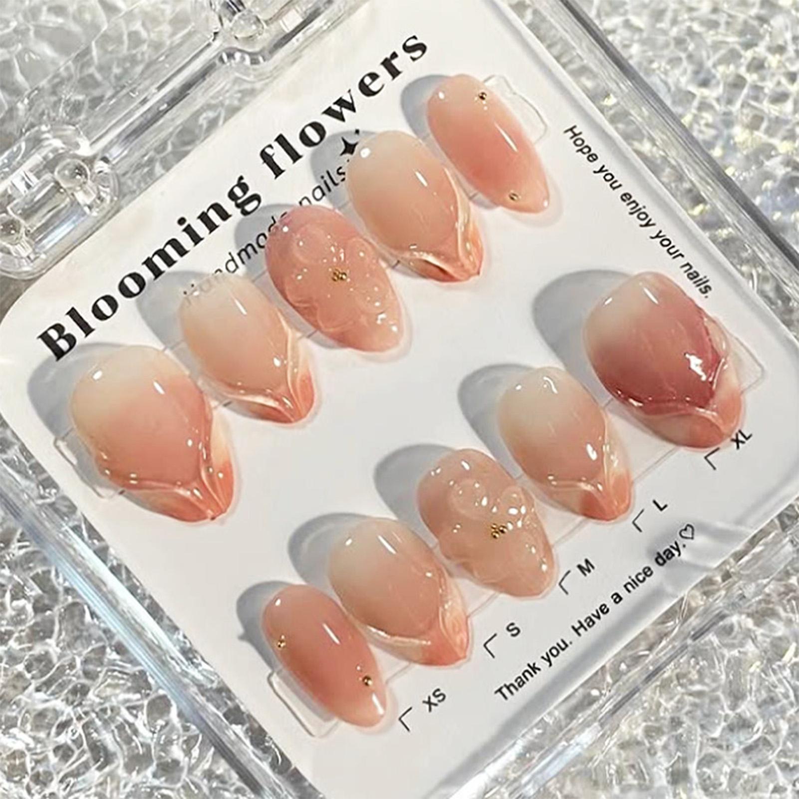 30Pcs Nude Pink Gradient False Nails 2XB2-14334 With 3D Embossed Design For Salon Quality Manicure 2XB2 14334 розовый