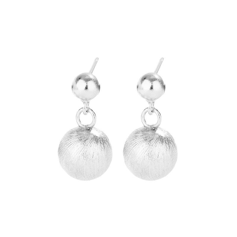 Earrings Frosted Geometric Ball Earrings For Women Exquisite Simple Brushed Large And Small Ball Earrings