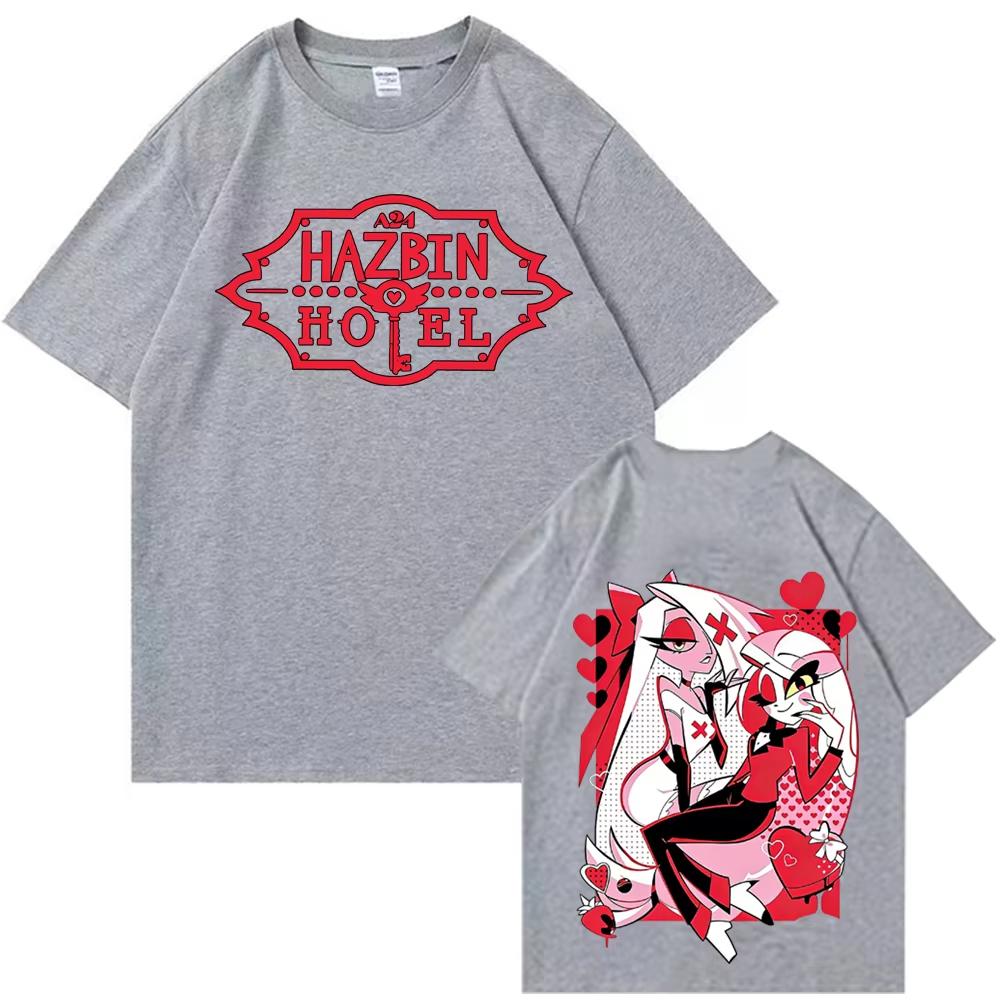 T-shirt en Coton Pur Hazbin Hotel, Style Vintage pour Homme, Succès 2026, T-shirt d'Été Court à Manches Courtes Lâche Unisexe Harajuku