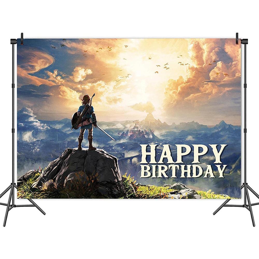 5x3ft Zelda Birthday Party Backdrop for Boys Girls Birthday Party Supplies