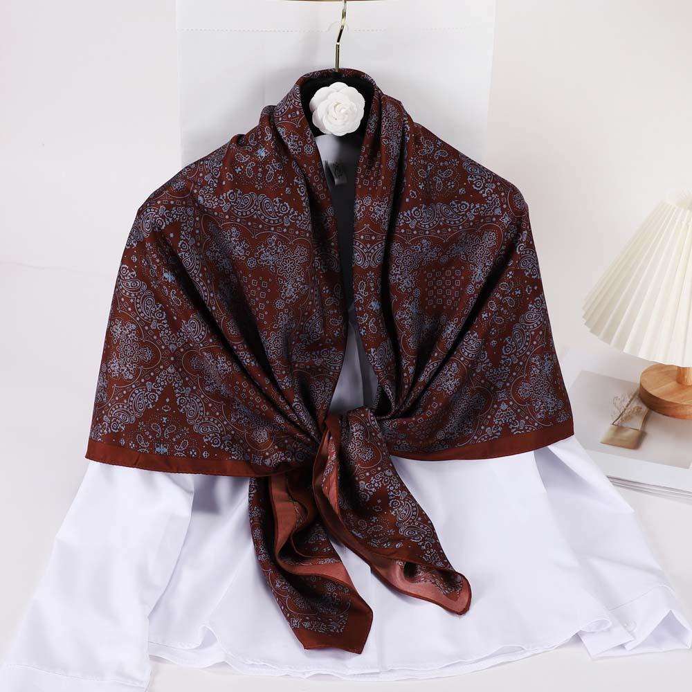 Ethnic Style 110 Cashew Nut Printing Square Scarf Versatile Headscarf Sunscreen Silk Scarf Women'S Literary And Retro