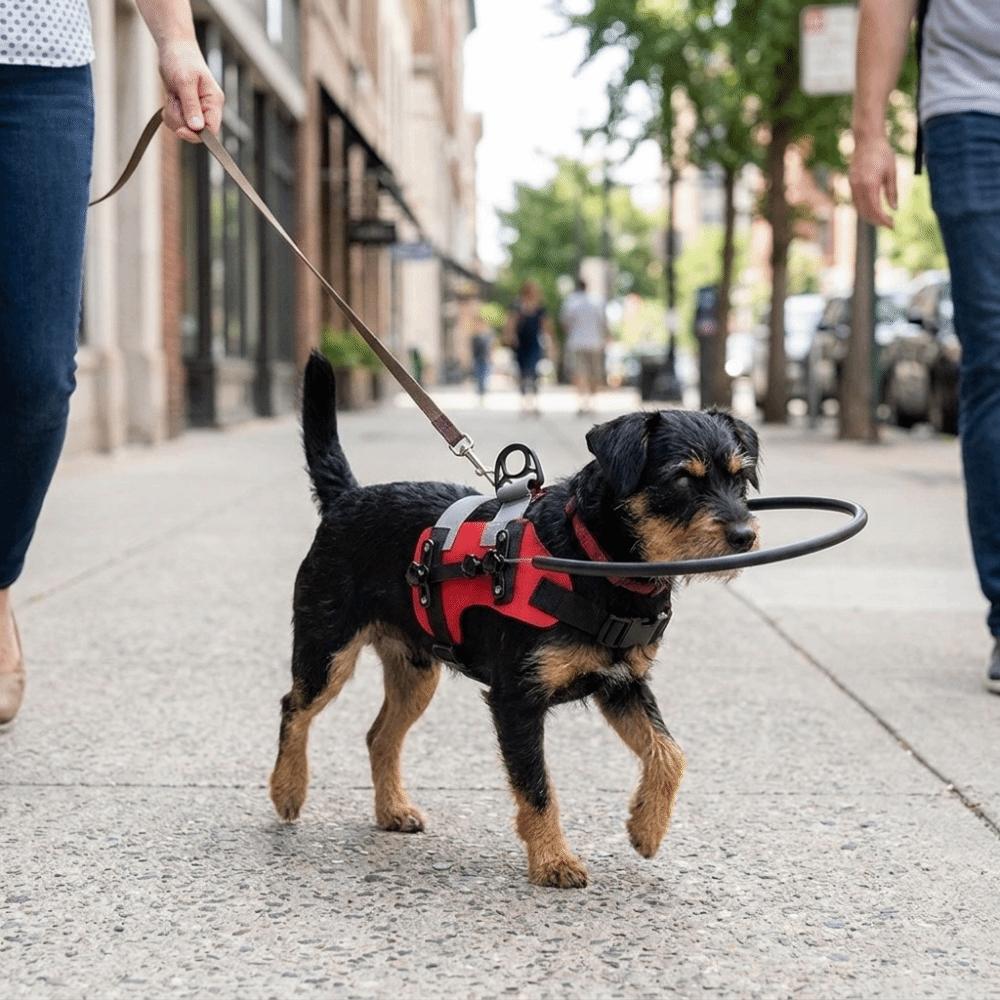Reflektierender Blindenhund-Sicherheitsstoßfänger Verstellbarer Atmungsaktiver Antikollisionsring Bequemer Sicherheits-Blindenhund-Aufprallring Tägliche Nutzung