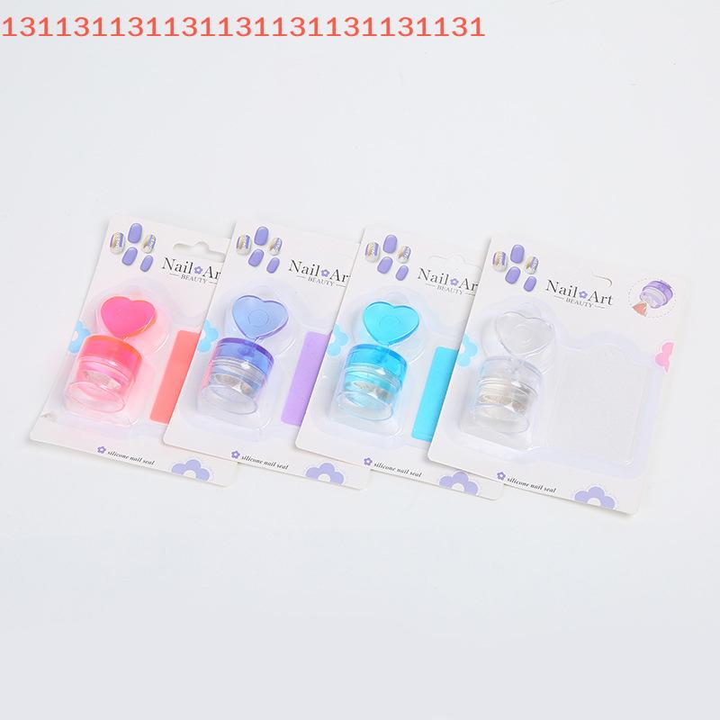 Heart-shaped Nail Stamper With Scraper Jelly Silicone Head Stamp for French Nails Printing Nail Art Stamping Plate Manicure