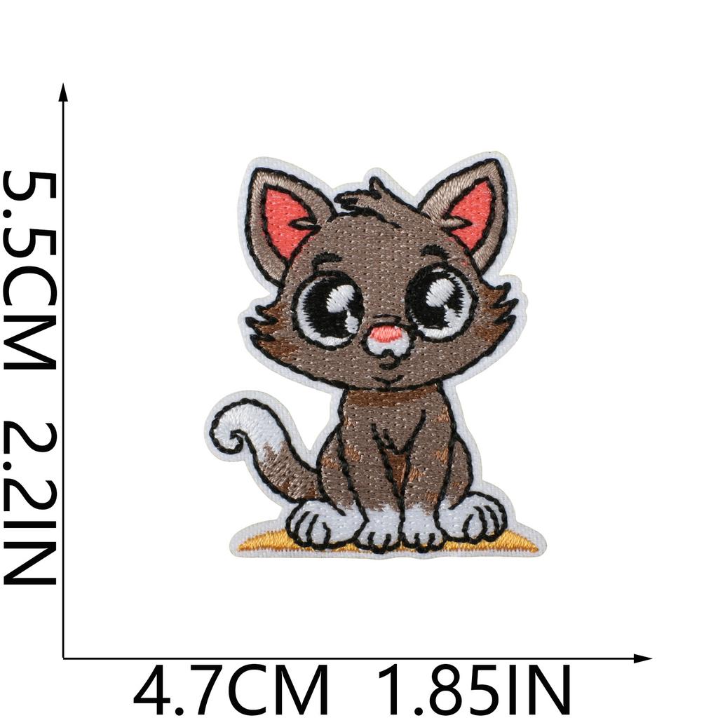 Cat Party Embroidery Cloth Sticker Ironing Cartoon Kitten Embroidery Label Tide Play Bag Decoration Patch Sticker Cute Meow Meow