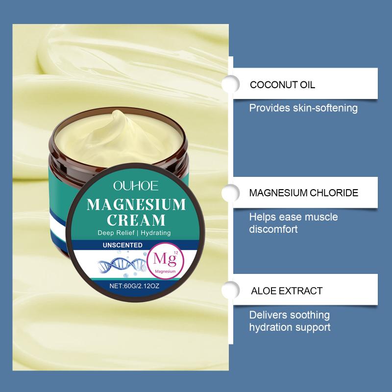 Muscle Tension Relief Magnesium Cream Long Lasting Moisturizer for Body Relaxation Recovery Routine and Massages
