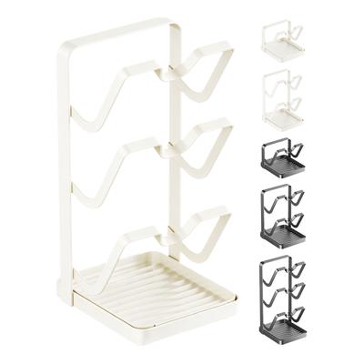 Countertop Pot Lid Organizer with Drip Tray and Spoon Rest Kitchen Pot Lid Organizer Stand for Cooking Lids and Utensils