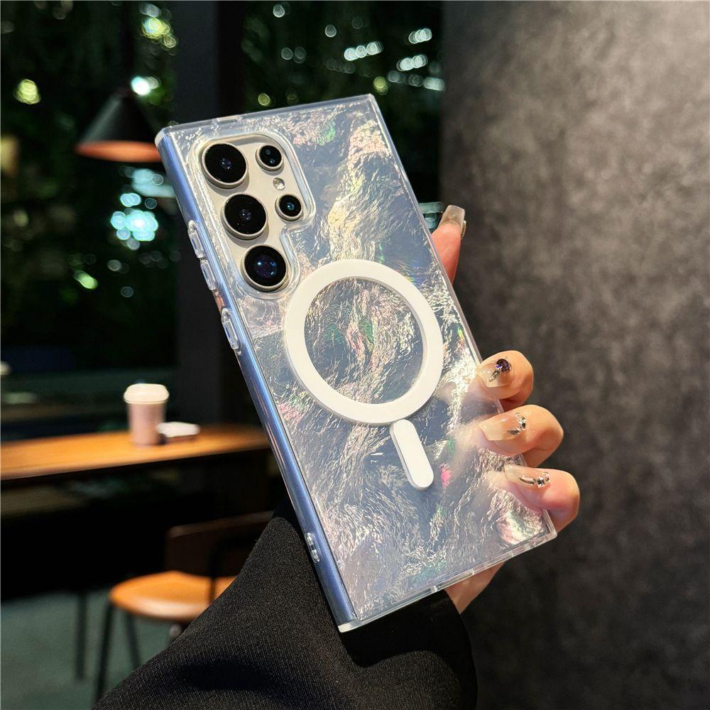 Suitable for Samsung S25 Mobile Phone Case High End Color Gradient S24fe Glacier Pattern Magnetic Suction Case S23plus Anti Fall