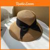 Women's Straw Hat Korean Style Retro Texture Sunshade Beach Hat With Big Brim And Butterfly Knot