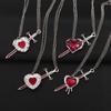 New 2PCS/set Sword Heart Couple Necklace Gothic Love Heart-shaped Pendant Women Year's Christmas Valentine's Day Gift Jewelry